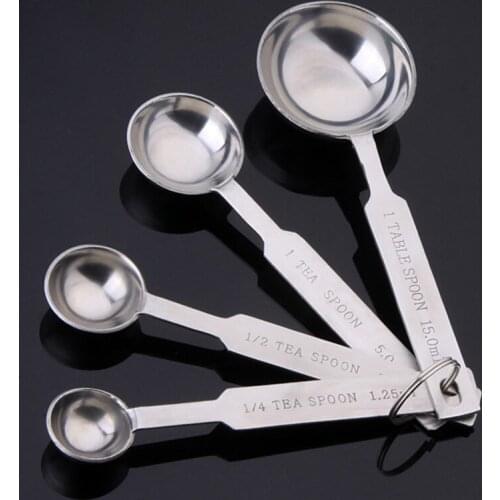 4pcs/Set high quality Measuring Spoon Useful Stainless Steel Measuring cup Kitchen pastry Cozinha Coffee Tea Milk Powder Spoon