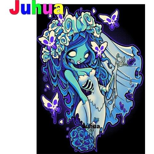 Modern Shy Skull Girl bride 5d Diy diamond painting full square Round resin diamond embroidery Rhinestone cross stitch Cartoon