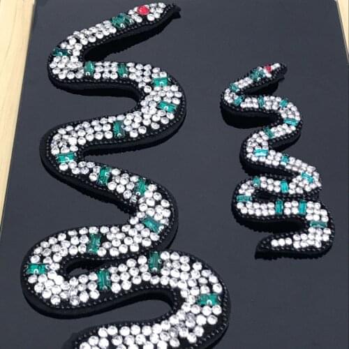 AHYONNIEX Large and Small Beads Snake Patches for DIY clothing DIY sew on patches high quality applique for jacket bags designer