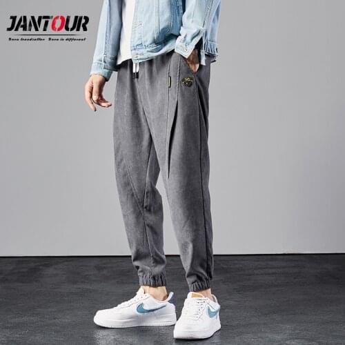 Jantour Brand Harem Pants Men Elastic Waist Streetwear Joggers 2021 Baggy Pants Fashion Embroidery Loose Trousers Men Size 3XL