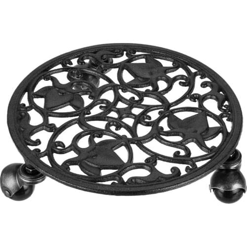 Cast Iron Plant Pallet Caddy Plant Pot With Heavy Duty Wheels Round Flower Pot Planter Trolley Casters Rolling Tray Coaster Movi