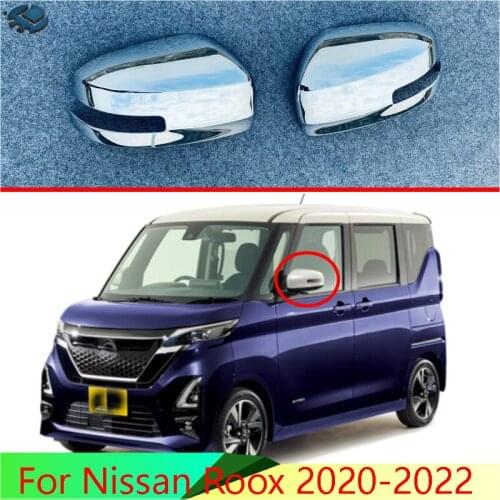 For Nissan Roox 2020-2022 Car Accessories ABS Chrome Door Side Mirror Cover Trim Rear View Cap Overlay Molding Garnish