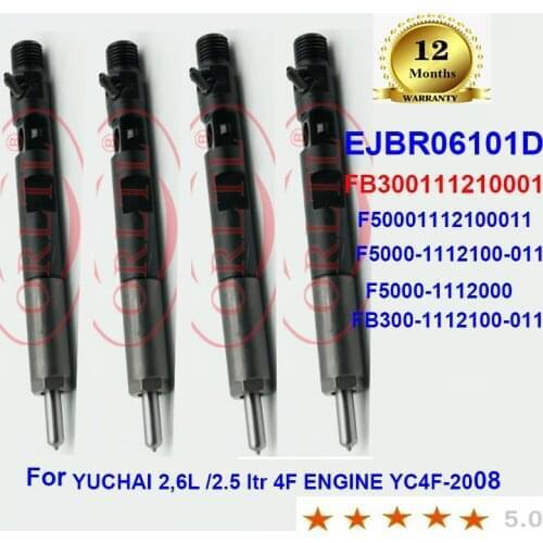 4PC/LOT Common Rail Injector EJBR06101D F50001112100011 Hot selling F5000-1112100-011 F5000-1112000 for YUCHAI 2,6L /2.5 ltr