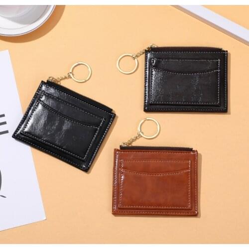Fashion men and women mini ID card holder business credit card holder PU leather ultra-thin bank card box storage bag coin bag