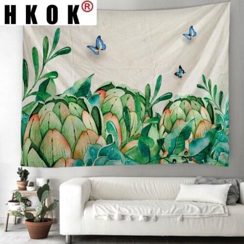 HKOK Green Plants Tapestry Wall Rugs Wall Hanging Fabric Mural Background Cloth Towel Beach Fabric Blanket Bedroom Home Decor