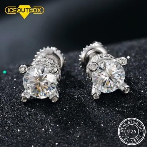 ICEOUTBOX Real 1 Carat Moissanite Earrings For Women 2021 925 Silver Earrings Top Quality Shining Crystal Fashion Unisex Jewelry