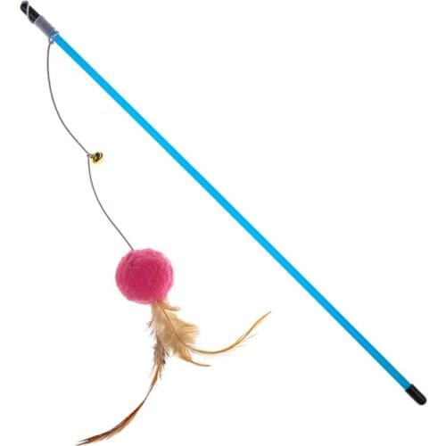 Cat Toys Teaser Feather Stretch Fishing Rod Kitten Interactive Stick Game Wand Feather Stick Toy Pet Supplies Accessory #7