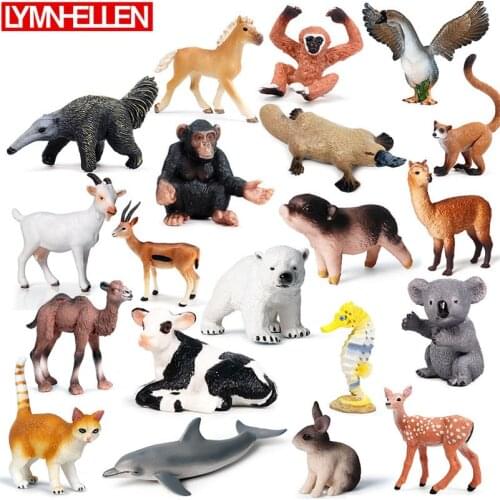 Simulation Animal Hippocampus Pig Rabbit Deer Orangutan Cat Sheep Horse Cattle Model Wild Animals Action Figure Children Toys