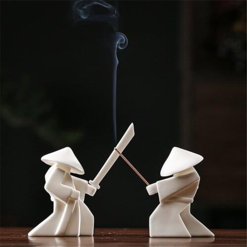 Ceramic Samurai Incense Holder For Home Office Incense Stick Aroma Bracket Office Desktop Decoration Incense Stand