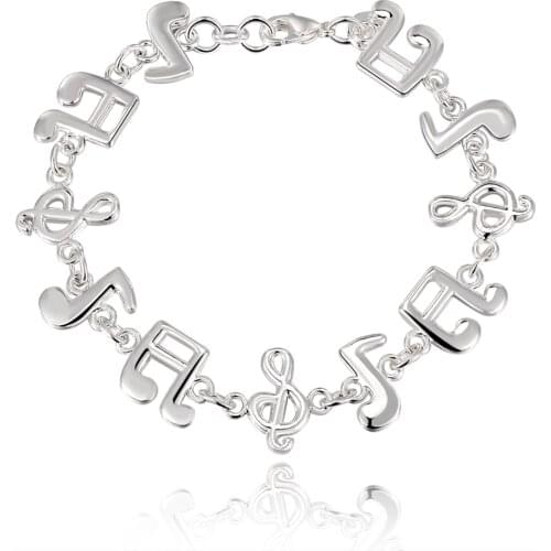 Beautiful Music note Silver color Bracelets woman high quality fashion Gorgeous jewelry Floor price free shipping H242
