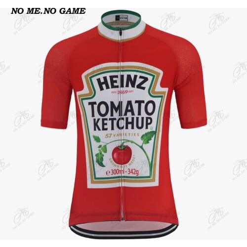 HEINZ Tomato Ketchup Retro Cycling Jersey Short Sleeve Red Road Bike Shirts Clothing Bicycle Clothes Tops Ropa Ciclismo