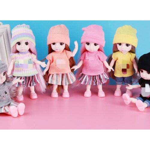 16cm BJD 1/12 Doll Makeup Removable Joint Doll with Fashionable Hats and Clothes for Girls Girls Toys High Quality Dolls