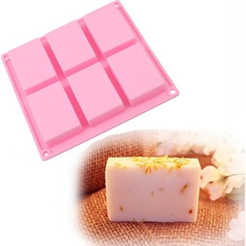 6 Cavities Handmade Rectangle Square Silicone Soap Mold Chocolate Cookies Mould Cake Decorating Fondant Molds 1 Piece