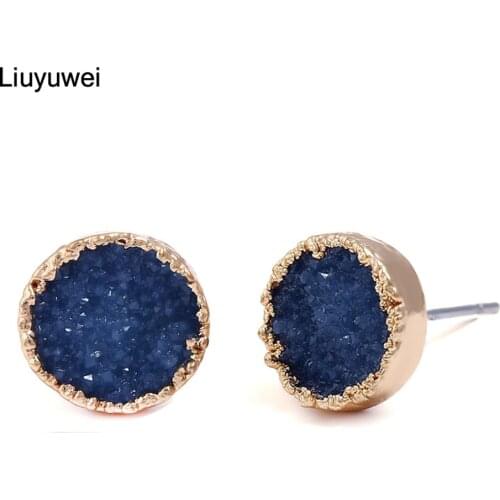 Liuyuwei Fashion Jewelry Simple Geometry Stud Earrings for Women Girls Gift Druzy Jewelry Accessories Wholesale YWEZ0836