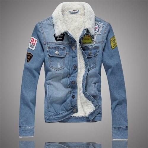 2020 Fleece Inner Denim Jacket Men Autumn Winter Fashion Slim Trendy Warm Thick Men Jean Jackets Outwear Motorcycle Coats Cowboy