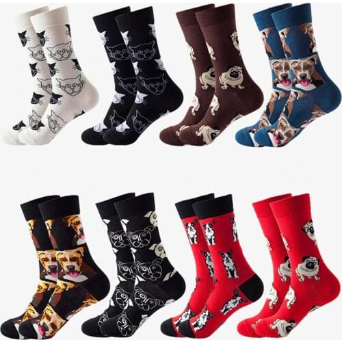 Mens socks combed cotton cartoon Novelty Dress Socks Cotton Happy Funny animal Socks Harajuku