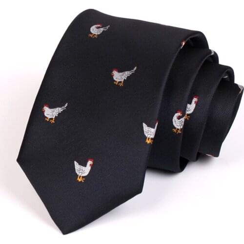 2020 Brand New 7CM Chickens Print Tie For Men Business Suit Work Necktie High Quality Fashion Formal Neck Tie Male Black Ties