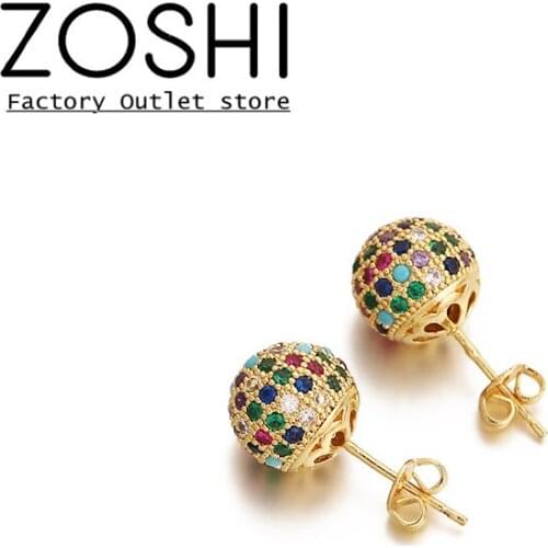 New Copper Micro Pave Zirconia 1 Pairs 15mm Or 19mm Or 21mm Disco Ball Beads Stud Earrings Suitable for Girls Or Ladies Gifts
