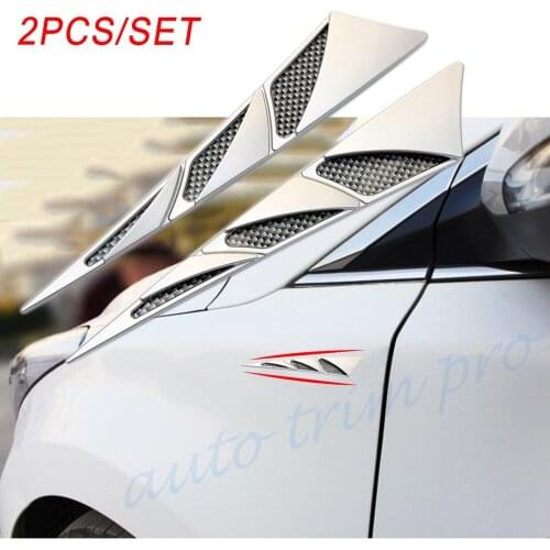 Pair Car Exterior Moulding Side Shark Gill Air Flow Vent Decals Sticker Decoration