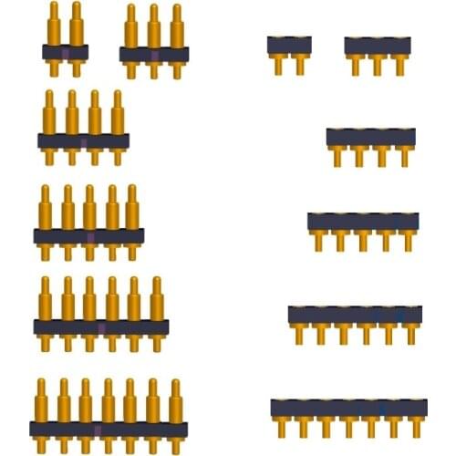 5 pcs Male Spring Loaded Pogo pin header Female Target Connector Mate 2.54mm Pitch 2 3 4 5 6 7 Positions Through Hole PCB