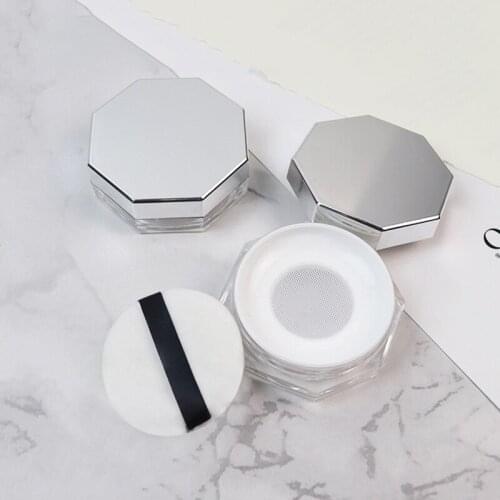 Print Your Logo Portable Plastic Powder Box Empty Loose Powder Pot with Sieve Puff Cosmetic Travel Jar Sifter Container
