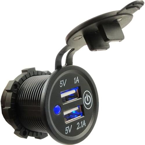 DIY USB Charger 3.1A 12V/24V USB Power Outlet Waterproof Car Charger with Switch for Car RV ATV Boat Marine Motorcycle Mobile