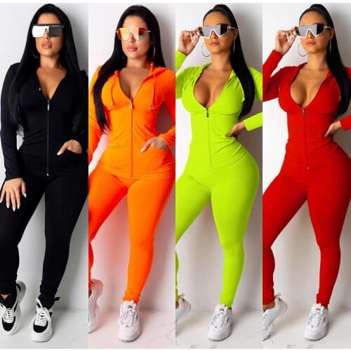 Fashion Two Piece Set Jogging Femme Zipper Top + Pants Suit Sportwear Tracksuit Women Winter Outfits Plus Size Matching Sets
