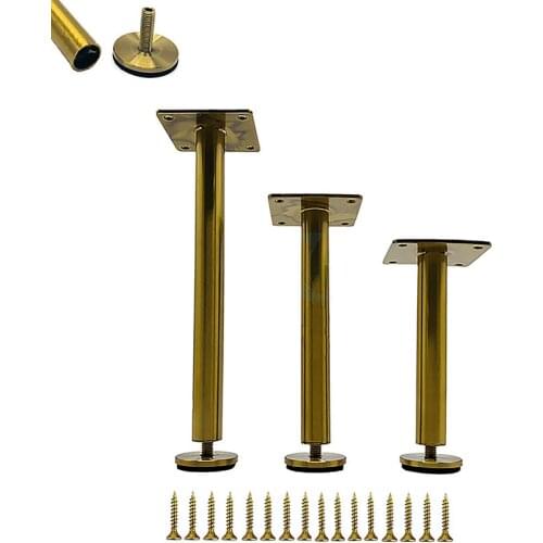 1/4PCS Modern Style Metal Furniture Legs Gold Adjustable Replacement For Sofa Cabinet TV Stand Coffe Table With Screws 130-300mm