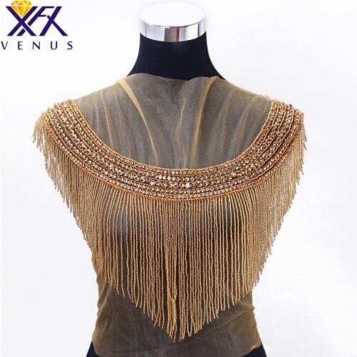 XFX VENUS 1 PIECE Rhinestones Bodice Crystal Beads Design Patches Bridal Applique Dress for Wedding Dress Costume