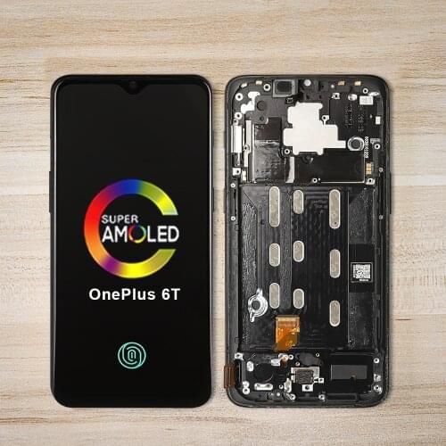 100% AMOLED 6.41''LCD For OnePlus 6T LCD Display Touch Screen Digitizer Assemble Frame For Oneplus 6T A6010 A6013 LCD Display
