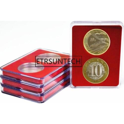 100pcs 27mm 2 Grid Coins Holder Display Case Organizer Collection Box Protection Capsule