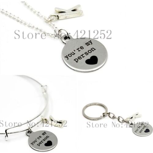12pcs/lot Personalized Letter, Initial You're my person Youre my person necklace Bracelet keyring Greys Anatomy