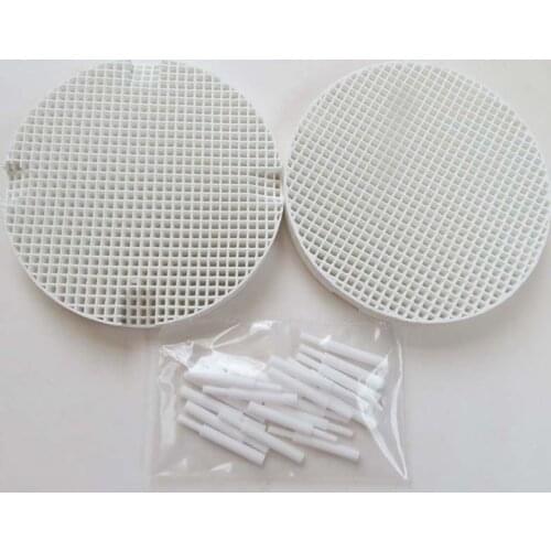 2pcs Dental Lab Honeycomb Ceramic Round Tray with 20pcs Zirconia Pins Rack Circle Dental Plate holder