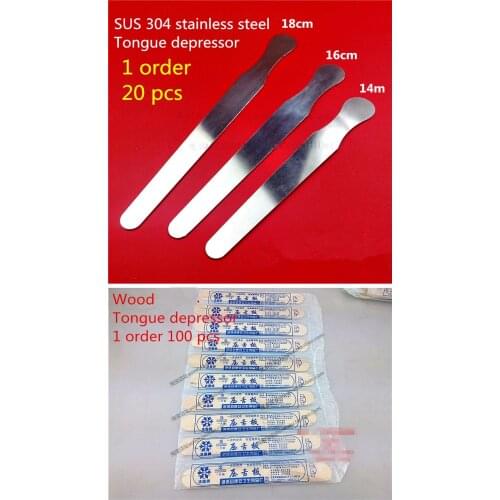 Oral cavity check slice DIsposable tongue depressor wooden spatula medical sticks 20pcspack&stainless steel tongue depressor set