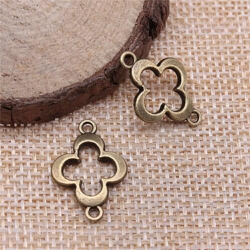26pcs 29x22mm antique bronze Four-leaf clover connector charms diy retro jewelry fit Earring keychain hair card pendant