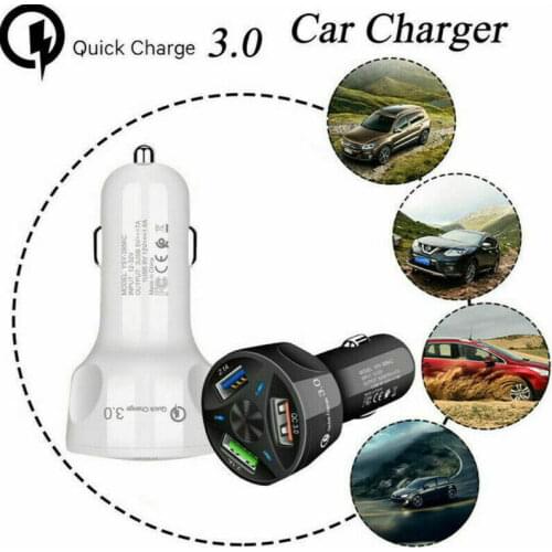 3-Port USB Car Charger Adapter QC 3.0 Quick Fast Charging For Android IOS