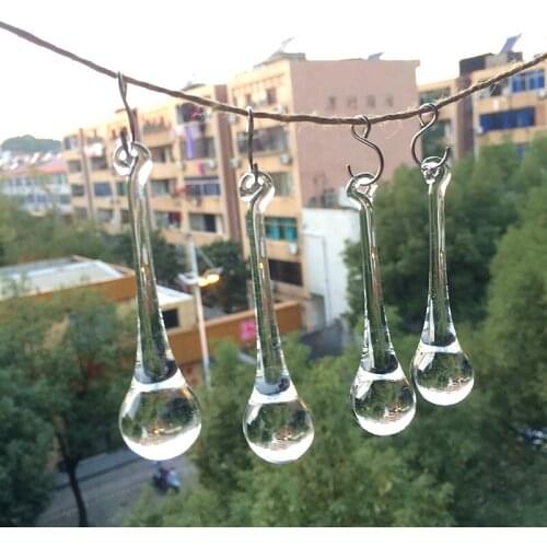 10Pcs/lot + Free Rings, Dia20*80mm Clear Glass Crystal Water Drop Pendant, Chandelier Crystal Lighting Accessories