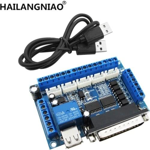 5pcs MACH3 engraving machine CNC 5 axis stepper motor driver interface board with optocoupler isolation blue board + USB cable
