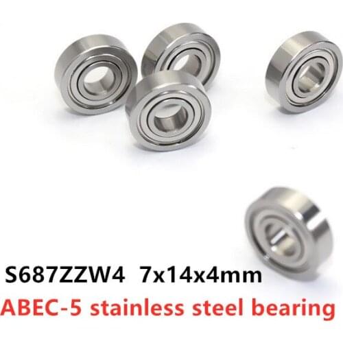 50pcs/lot ABEC-5 S687ZZW4 7x14x4 stainless steel deep groove ball bearing 7*14*4mm