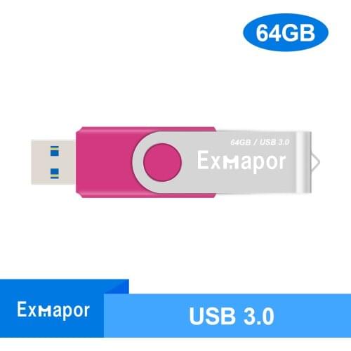 64GB USB Flash Drive 3.0, Thumb Drive Jump Drive 64 GB USB Memory Stick Speed up to 80MB/s, Flash Drive with Rotated Design Pink