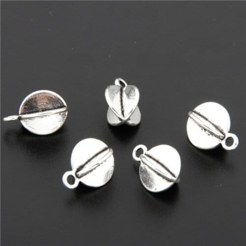 8pcs Silver Color 3D Beads Charms Pendant DIY Jewelry Making Handmade Crafts A2695