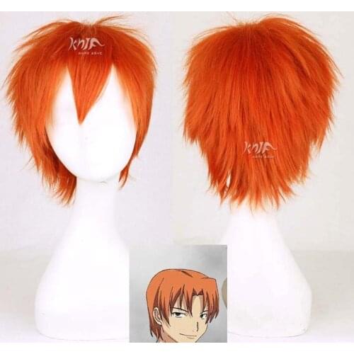 Anime Mystic Messenger Halloween Cosplay Costume Wigs Short Orange Heat Resistant Synthetic Hair for Mens Womens Unisex Prop