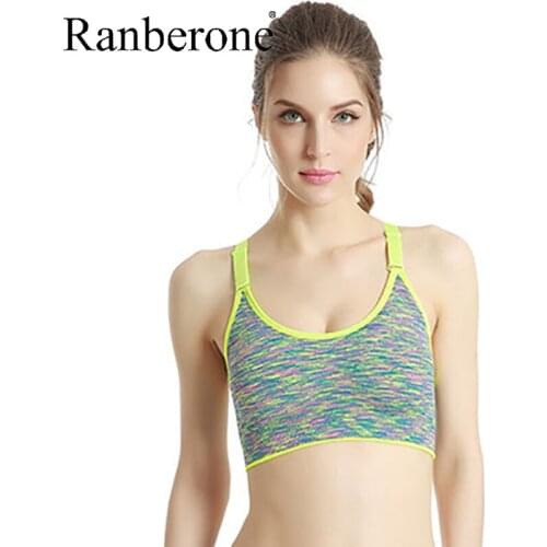 Ranberone Quick Dry Sports Bra Women Padded Wirefree Adjustable Shakeproof Fitness Underwear Push Up Seamless Yoga Running Tops