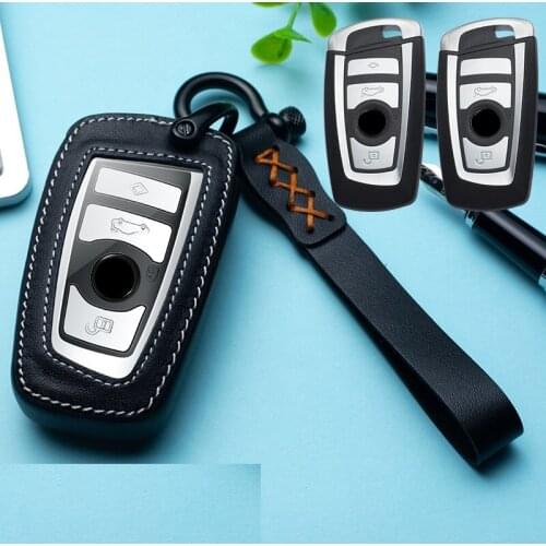 Car Genuine Leather Car Remote Smart Key Case Cover For BMW 1 2 3 4 5 6 7 Series X1 X3 X4 X5 X6 F30 F34 F10 F07 F20 G30 F15 F16