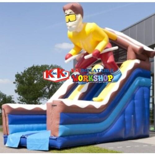 Double Lane Dry Slide Inflatable Ski slide trampoline,Backyard inflatable bouncer slide combo