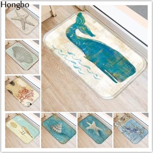 Hongbo New Anti-Slip Carpets Marine Life Print Mats Bathroom Floor Kitchen Starfish Conch Seahorse Whale Turtle Pattern Rugs