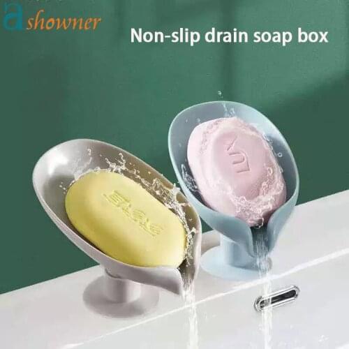 Leaf Shape Soap Box Bathroom Shower Soap Holder Drain Soap Holder Box Kitchen Sponge Storage Plate Tray Bathroom Gadg Accessorie