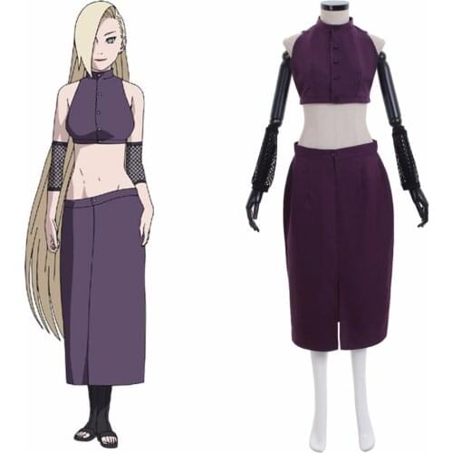 Custom Made Anime Yamanaka Ino Cosplay Costume Girls Halloween Top Skirt Costume L0516