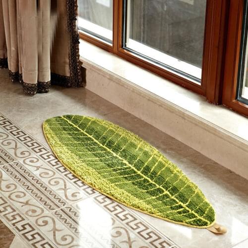 Creative Leaf Shape Green Microfiber Carpet Area Rugs Absorbent Anti-slip Vacuum Pad Kitchen Mat Door Bathroom Floor Mats