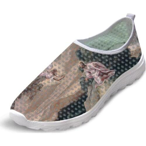 Male Flats Shoes Master piece Painting Art Print Light Weight Men Summer Sneakers Breathable Mesh Shoe Jacopo Robusti Tintoretto